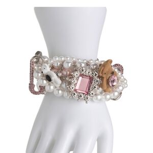 🤍🔹️Betsey Johnson🔹️ Teddy Bear Bauble Toggle Charm Bracelet
